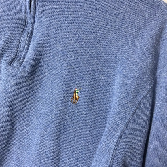 Polo Ralph Lauren Blue Estate Rib 1/4 Zip Sweatshirt Mens M Cotton Preppy Golf - Picture 4 of 6